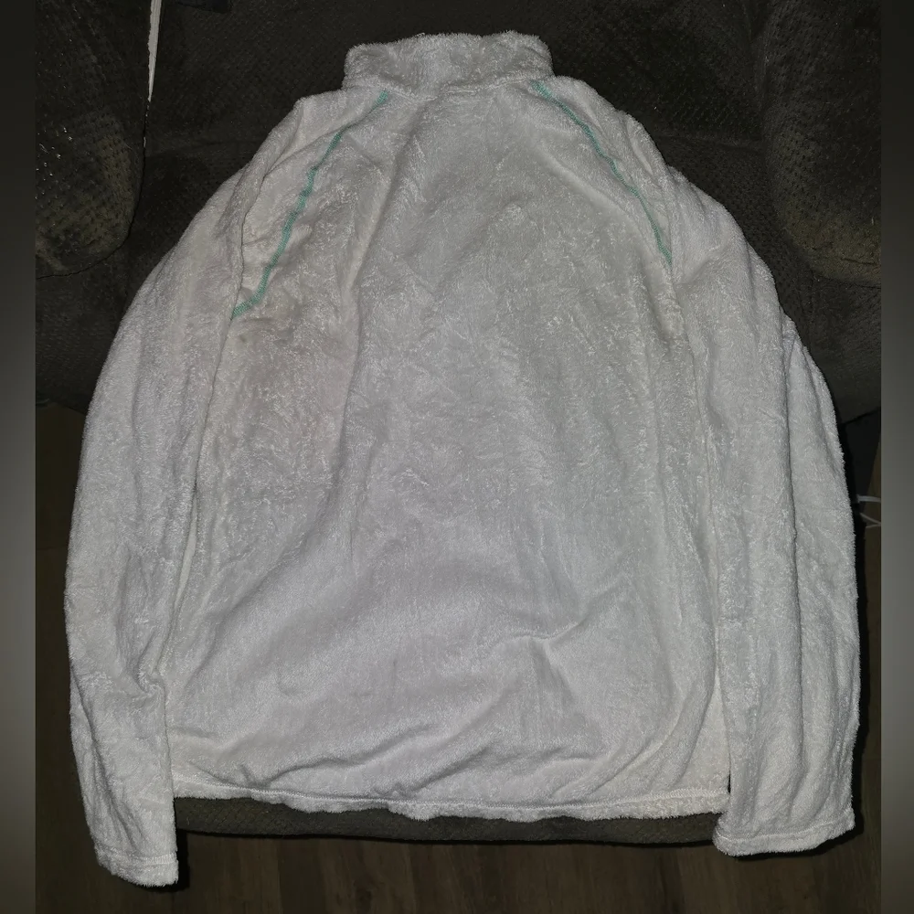 The North Face Girls’ XL (18) White Fleece Pullover Jacket – Aqua Trim - Picture 2 of 9